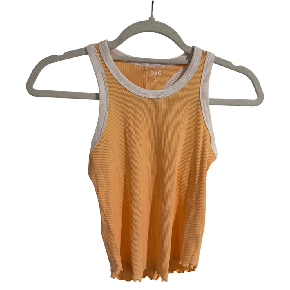 DSG Girls Orange Ribbed Racerback Tank Top Lettuce Hem Size S 8-9‎ DAG15112